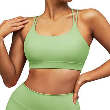 RUUHEE Women Workout Sports Bra Strappy Criss Cross Back Padded Yoga Crop Top(Small,Tender Greens-7)