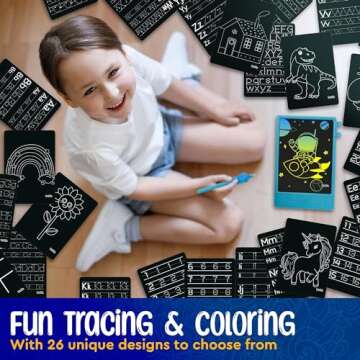 BUNMO Doodle Board + 26 Unique Templates - Draw, Color & Write with Insertable Tracing Templates - Learn to Write Letters & Numbers - Creative Fun - Kids Drawing Tablet for Kids - Kids Drawing Board