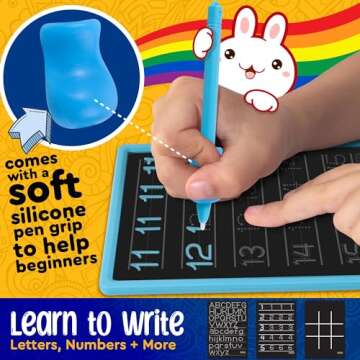 BUNMO Doodle Board + 26 Unique Templates - Draw, Color & Write with Insertable Tracing Templates - Learn to Write Letters & Numbers - Creative Fun - Kids Drawing Tablet for Kids - Kids Drawing Board