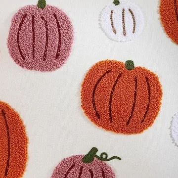 Tosleo Pink Halloween Throw Pillow Covers 18x18 inch Set of 2 Halloween Orange Pumpkins 3D Embroidered Pillow Cases Thanksgiving Home Party Fall Decor Pillowcases Cushion Covers