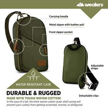 Camp Kitchen Cooking Utensil Set Travel Organizer Grill Accessories Portable Compact Gear for Backpacking BBQ Camping Hiking Travel Cookware Kit Water Resistant Case (Green 13 Piece Set)