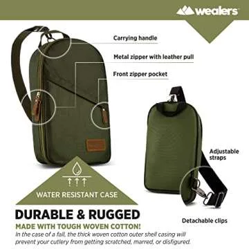 Camp Kitchen Cooking Utensil Set Travel Organizer Grill Accessories Portable Compact Gear for Backpacking BBQ Camping Hiking Travel Cookware Kit Water Resistant Case (Green 13 Piece Set)