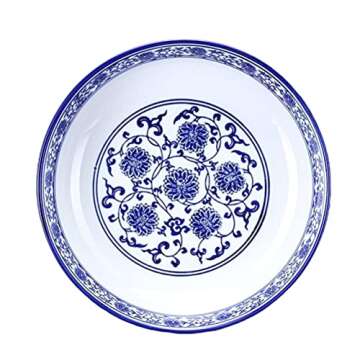 Luxshiny Blue White Porcelain Bowl - 8 inch Ceramic Serving Bowls