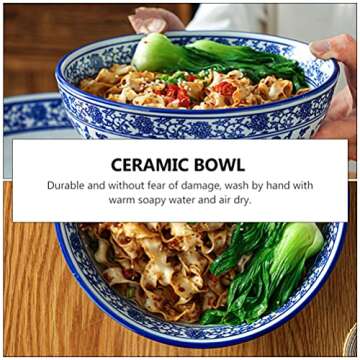 Elegant Luxshiny Blue White Ceramic Soup Bowls 8 inch