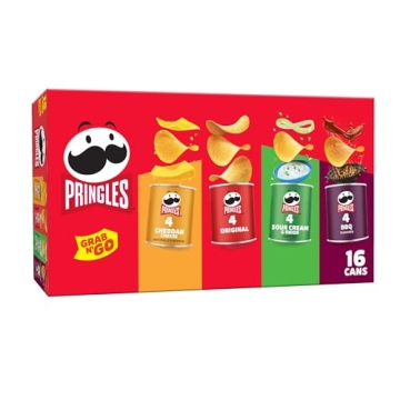 Pringles Potato Crisps Chips Variety Pack, Perfect for Kids and Office Snacks, Grab N' Go (16 Cans)
