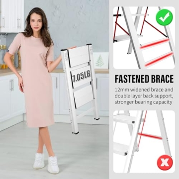 Lightweight DOFIMATE 3 Step Ladder for Home Use