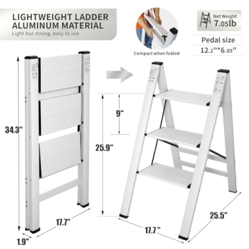 Lightweight DOFIMATE 3 Step Ladder for Home Use