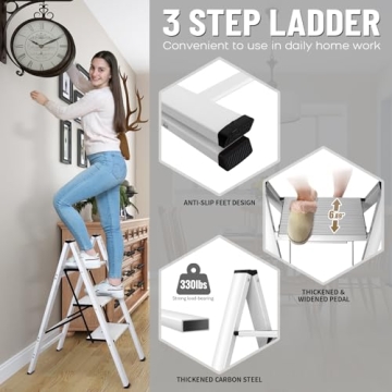 Lightweight DOFIMATE 3 Step Ladder for Home Use