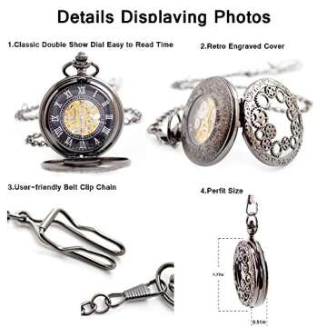 BOSHIYA Vintage Mechanical Pocket Watch for Men