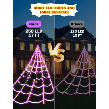Giant Spider Webs Halloween Decor with LEDs & Timer