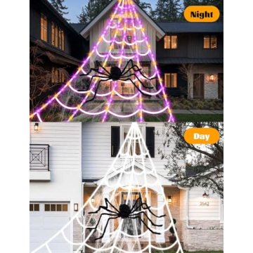 Giant Spider Webs Halloween Decor with LEDs & Timer
