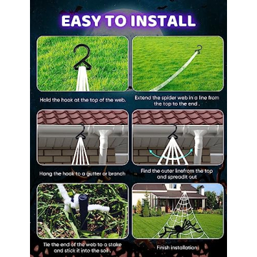 Giant Spider Webs Halloween Decor with LEDs & Timer