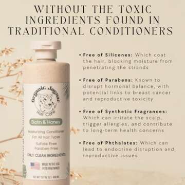 Organic Jaguar Natural Conditioner for Hair Care, Sulfate Free Conditioner with Vitamin E, Castor, A...