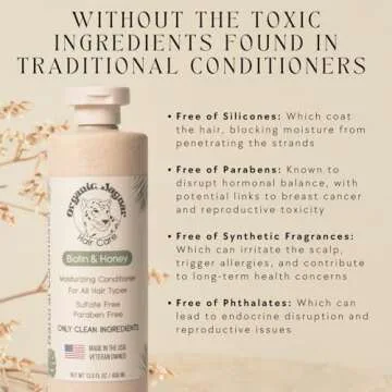 Organic Jaguar Natural Conditioner for Hair Care, Sulfate Free Conditioner with Vitamin E, Castor, A...