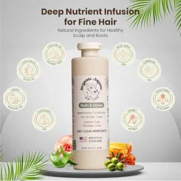 Organic Jaguar Natural Conditioner for Hair Care, Sulfate Free Conditioner with Vitamin E, Castor, Argan and Almond Oil, Rosemary and Peppermint Scent, Dry to Color Treated to All Hair, 13.5 fl oz