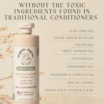 Organic Jaguar Natural Conditioner for Hair Care, Sulfate Free Conditioner with Vitamin E, Castor, Argan and Almond Oil, Rosemary and Peppermint Scent, Dry to Color Treated to All Hair, 13.5 fl oz