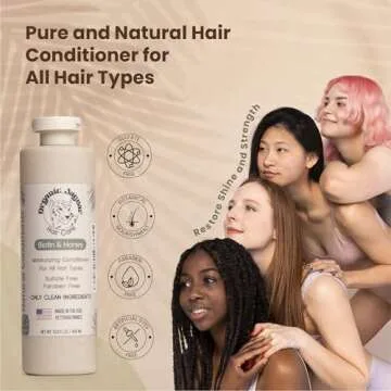 Organic Jaguar Natural Conditioner for Hair Care, Sulfate Free Conditioner with Vitamin E, Castor, Argan and Almond Oil, Rosemary and Peppermint Scent, Dry to Color Treated to All Hair, 13.5 fl oz