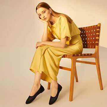 hash bubbie Women's Flats Shoes Women Comfortable Dress Shoes Pointed Toe Flats Ballet Flats mesh Kn...