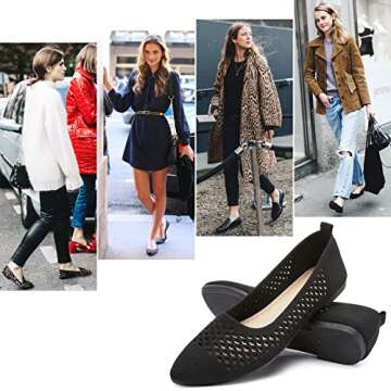 hash bubbie Women's Flats Shoes Women Comfortable Dress Shoes Pointed Toe Flats Ballet Flats mesh Knit Flat Dressy Slip on Business Casual Shoes（ Black.US6）