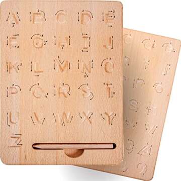 Hapinest Wooden Alphabet and Number Handwriting Tracing Board for Kids | Learn to Write Letters and Numbers for Homeschool Preschool and Kindergarten