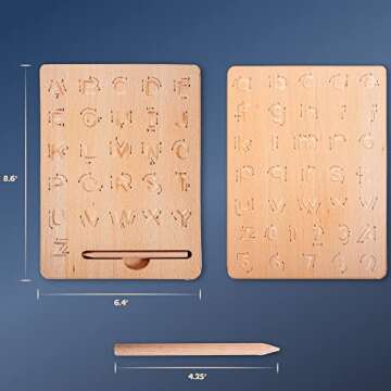 Hapinest Wooden Alphabet and Number Handwriting Tracing Board for Kids | Learn to Write Letters and Numbers for Homeschool Preschool and Kindergarten