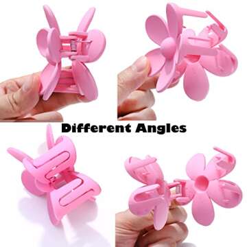 Flower Hair Claw Clips Set of 6 - Large Matte Non-Slip Strong Hold for Thick, Medium and Thin Hair -...