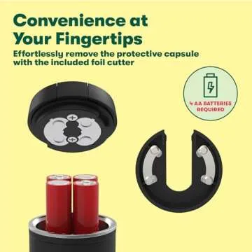 bella Electric Wine Opener, Automatic Bottle Opener and Corkscrew Remover with Foil Cutter, Battery Operated, One-Click Button, Fun Kitchen Gadgets and Gifts for Wine Lovers and New Home, Black