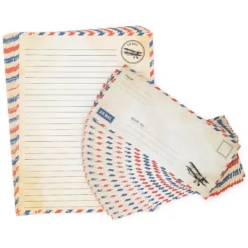 60 Pack Airmail Paper and Envelopes Set -Airmail Writing Paper and Envelopes- Blue Airmail Paper and...