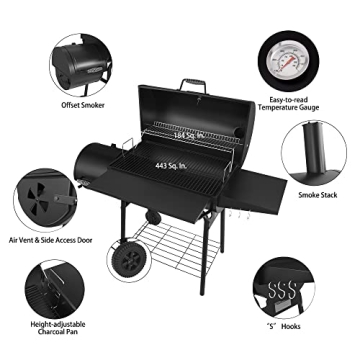 Royal Gourmet 30-Inch Charcoal Grill Smoke Flavor