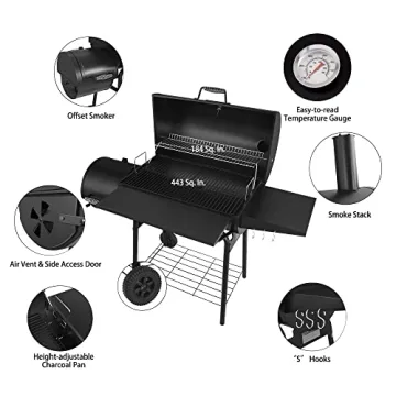 Royal Gourmet 30-Inch Charcoal Grill Smoke Flavor