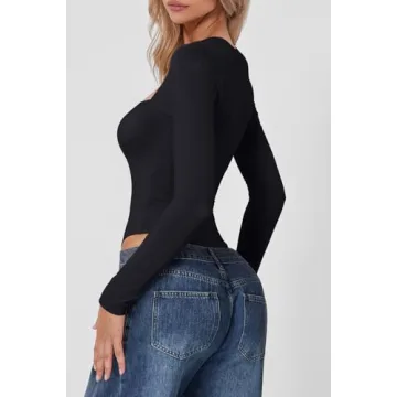 Stylish QINSEN Black Bodysuit for Modern Women