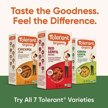 Tolerant Organic Chickpea Rotini Pasta (8 oz, Case of 6) - Free from Allergens - Gluten Free, Vegan, Paleo, Plant Based Protein Pasta - Non GMO, Kosher - Made with 1 Single Ingredient