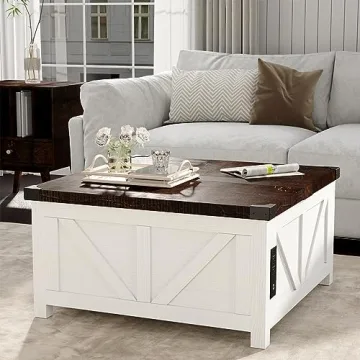 Farmhouse Lift Top Coffee Table with Storage & USB Ports