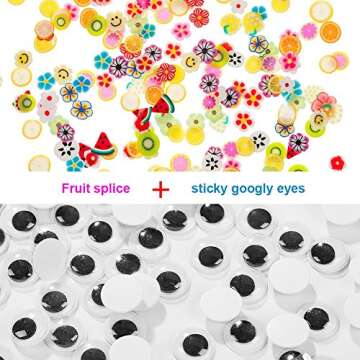 Funballs Big Foam Beads for Floam Slime, Styrofoam Balls with Fruit Splice and Googly Eyes for Kid's DIY Craft Supplies, Crunchy Slime and Home Decor, 0.2-0.3 Inch Beads, 6 Pack