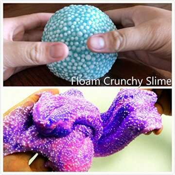 Funballs Big Foam Beads for Floam Slime, Styrofoam Balls with Fruit Splice and Googly Eyes for Kid's DIY Craft Supplies, Crunchy Slime and Home Decor, 0.2-0.3 Inch Beads, 6 Pack