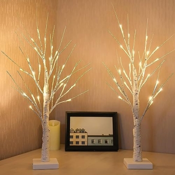 Lighted Birch Tree 2FT with Timer - Christmas Decor