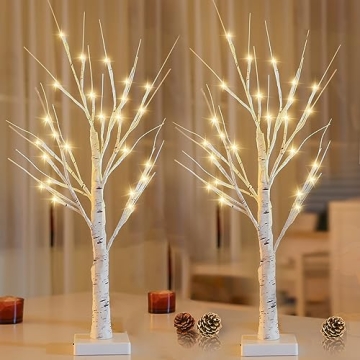 Lighted Birch Tree 2FT with Timer - Christmas Decor