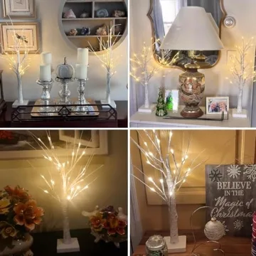 Lighted Birch Tree 2FT with Timer - Christmas Decor
