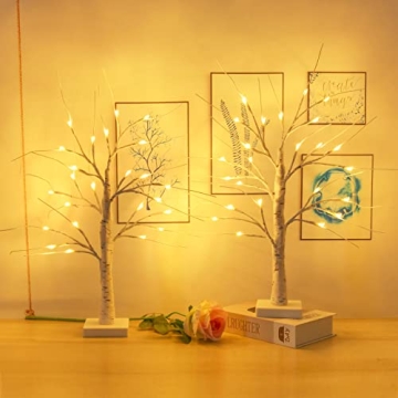 Lighted Birch Tree 2FT with Timer - Christmas Decor