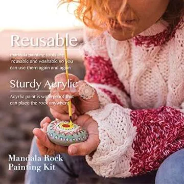 55PCS Mandala Dotting Tools Rock Painting Kit with Brushes, Dot Tools, Paint Tray, Drawing Art Supplies, Mandala Stencils, Ball Stylus, and Rocks Craft Nail Kits