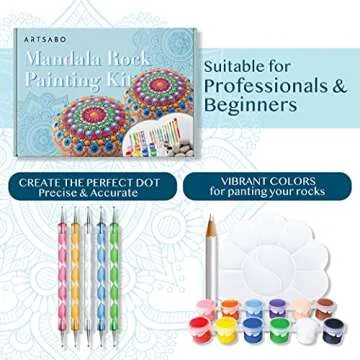 55PCS Mandala Dotting Tools Rock Painting Kit with Brushes, Dot Tools, Paint Tray, Drawing Art Supplies, Mandala Stencils, Ball Stylus, and Rocks Craft Nail Kits