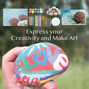 55PCS Mandala Dotting Tools Rock Painting Kit with Brushes, Dot Tools, Paint Tray, Drawing Art Supplies, Mandala Stencils, Ball Stylus, and Rocks Craft Nail Kits