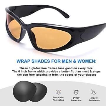 GUVIVI Wrap Around Fashion Sunglasses for All Activities