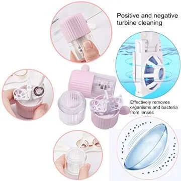 MUDOR Portable Contact Lens Cleaner Machine - Contact Lens Washer with Drawstring for Daily Care Fast Cleaning Soft and Hard Contact Lenses (Rhine Green)