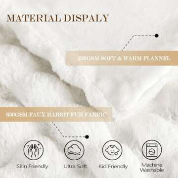 Latepis White Faux Fur Throw Blanket Cozy Bubble Blanket Soft Fuzzy Thick Living Room Blanket for Couch Sofa Bedroom Plush Warm Fluffy Blanket for All Seasons Luxury Throw Blanket 50x60 Inch, 860gsm