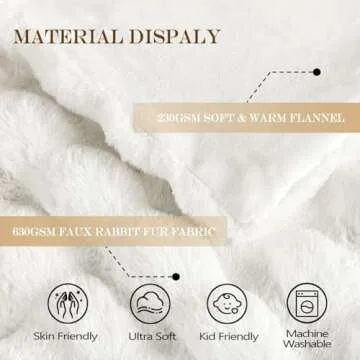 Latepis White Faux Fur Throw Blanket Cozy Bubble Blanket Soft Fuzzy Thick Living Room Blanket for Couch Sofa Bedroom Plush Warm Fluffy Blanket for All Seasons Luxury Throw Blanket 50x60 Inch, 860gsm