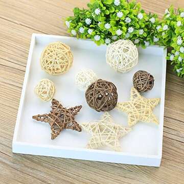 Natural Wicker Rattan Stars for Home Garden Wreath Tree Decoration Home Garden DIY Craft Art Wedding...