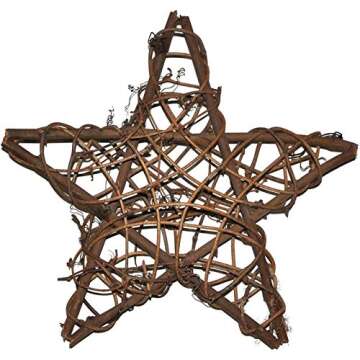 Natural Wicker Rattan Stars for Home Garden Wreath Tree Decoration Home Garden DIY Craft Art Wedding Decoration 20 Pcs(9cm)