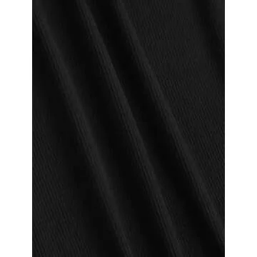 Avanova Women's Long Sleeve Ribbed Knit Crop Top Scoop Neck Asymmetrical Hem Tee Shirt Black Large