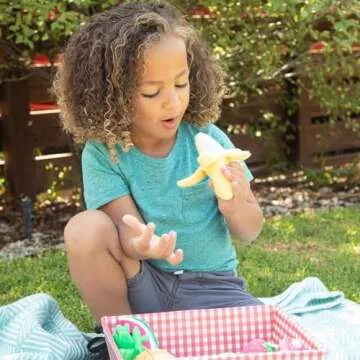 Educational Insights Plush Fruit Basket 12-Piece Set, Pretend Play Food, Early-Learning Skills, Ages 2+